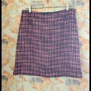 FIRST 1st OPTION Pink and black  plaid tweed lined skirt 14P